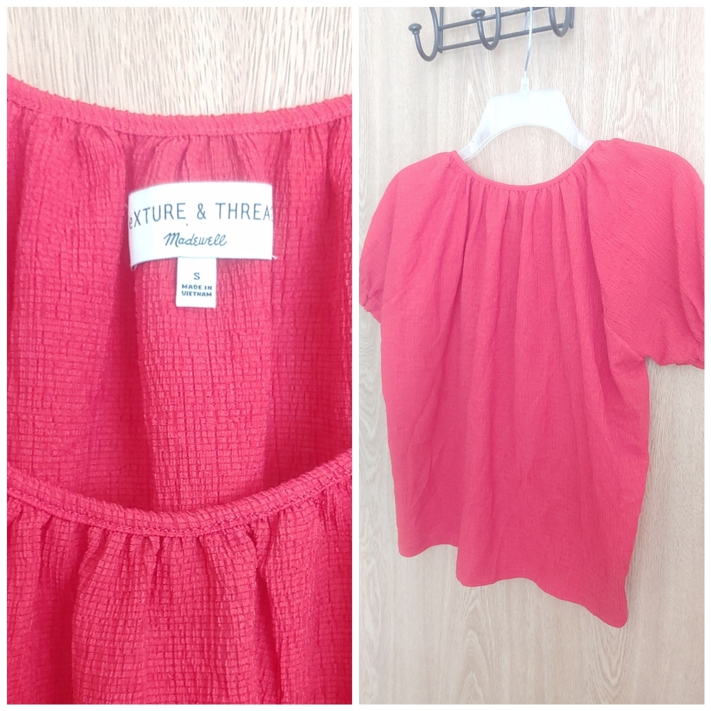 🖤 MADEWELL Texture & Thread Peasant Top - Picture 4 of 6